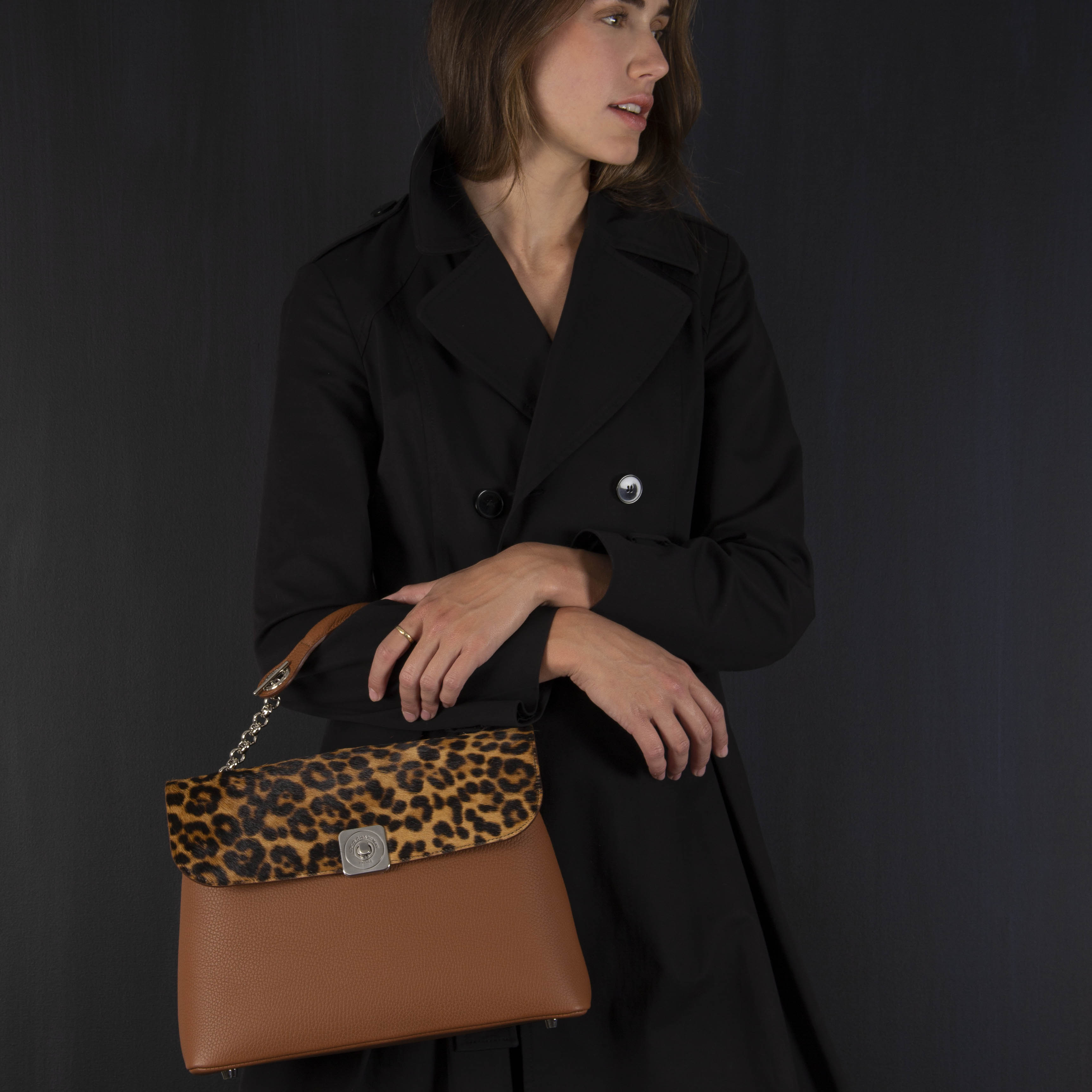 Sac Porté Épaule BIG - Rabat Réversible Léopard