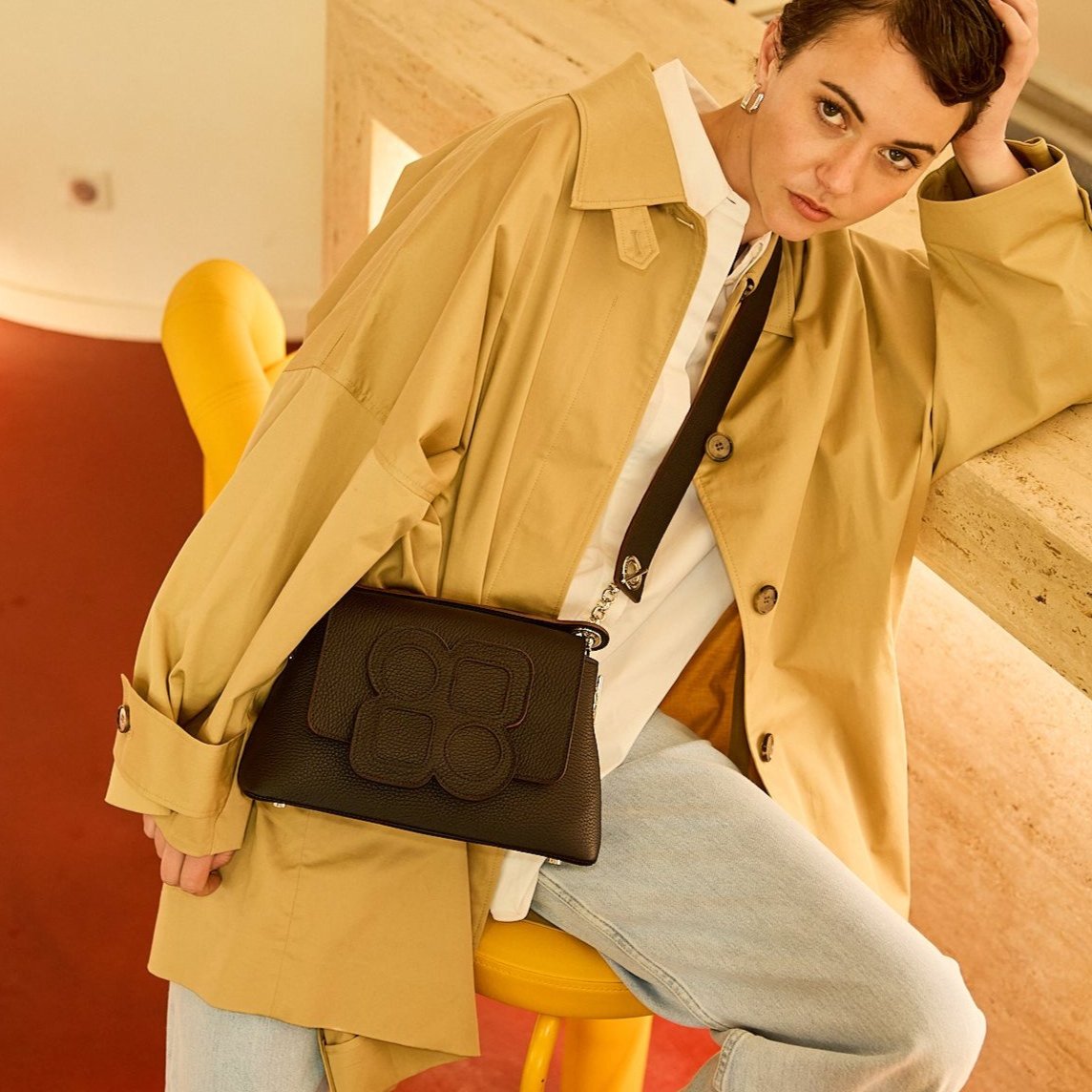 MEDIUM Bag - GUS CLOVER Flap, Hand Handle and Adjustable Shoulder Strap