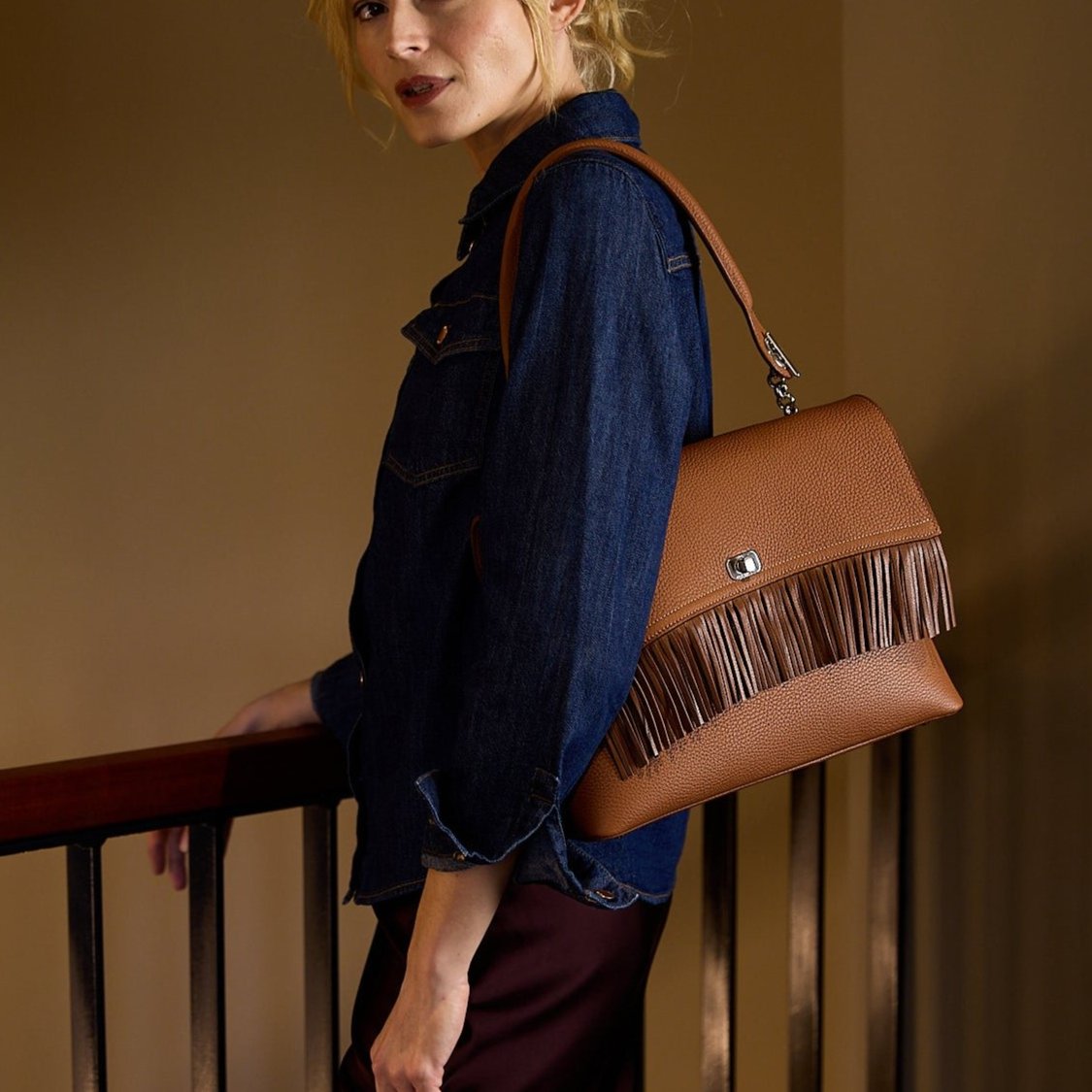 BIG Shoulder Bag - Fringed Flap