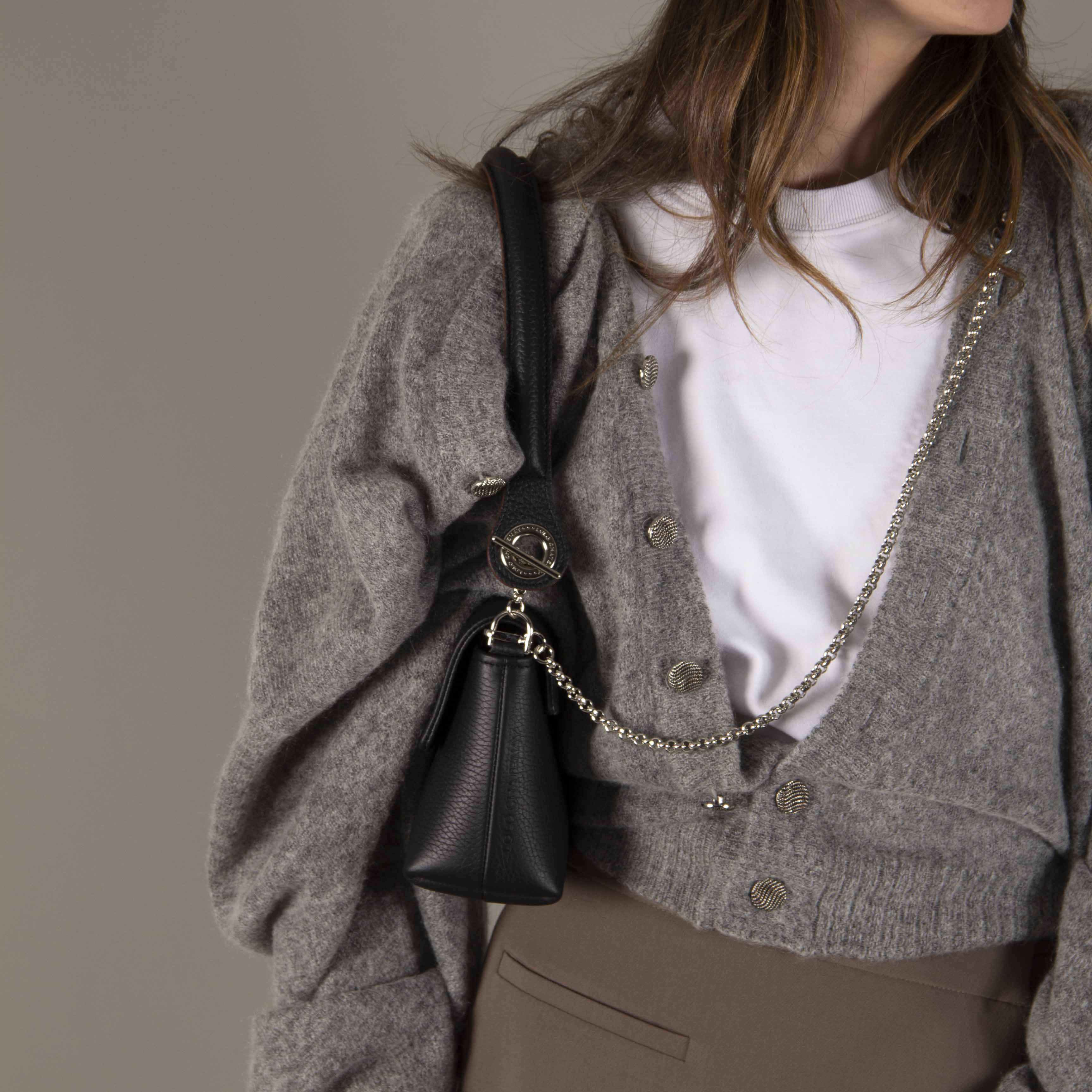 SAC-MINI-NOIR-POIGNEE-EPAULE-CHAINE-BANDOULIERE-MOUSQUETONS-PORTE-1-LOLO-CHATENAY