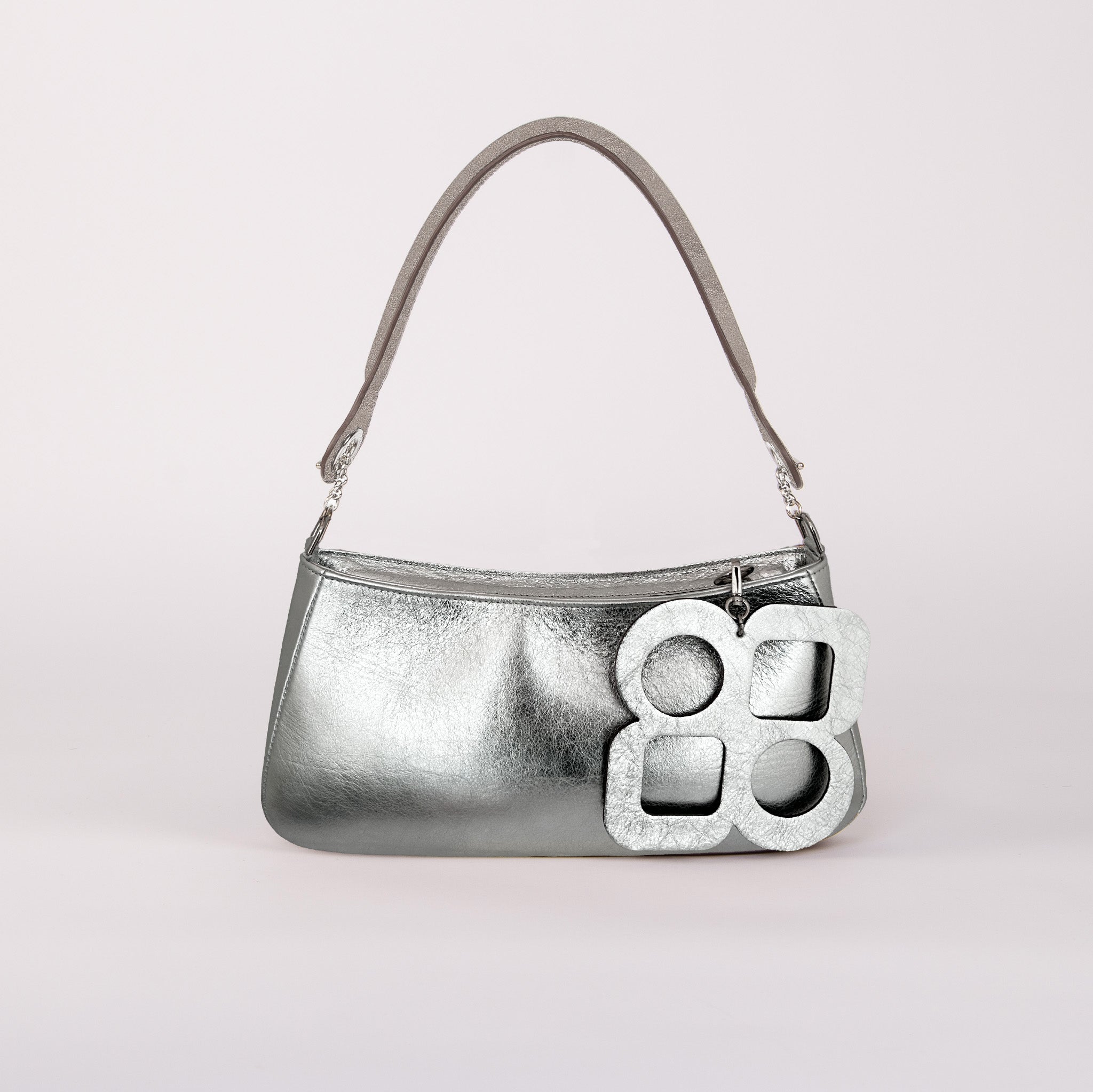 SAC - BAGUETTE - MOON - POIGNEE - EPAULE - BIJOU - DE - SAC - LOLO - CHATENAY - ARGENT - 1