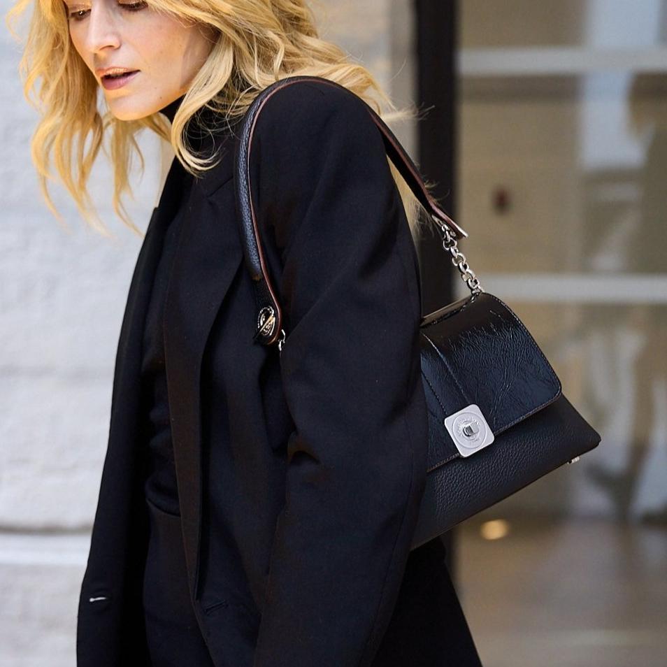 SAC - MEDIUM - NOIR - RABAT - GUS - VERSO -  VERNIS -NOIR - POIGNEE - EPAULE - NOIR - PORTE 1  - LOLO - CHATENAY