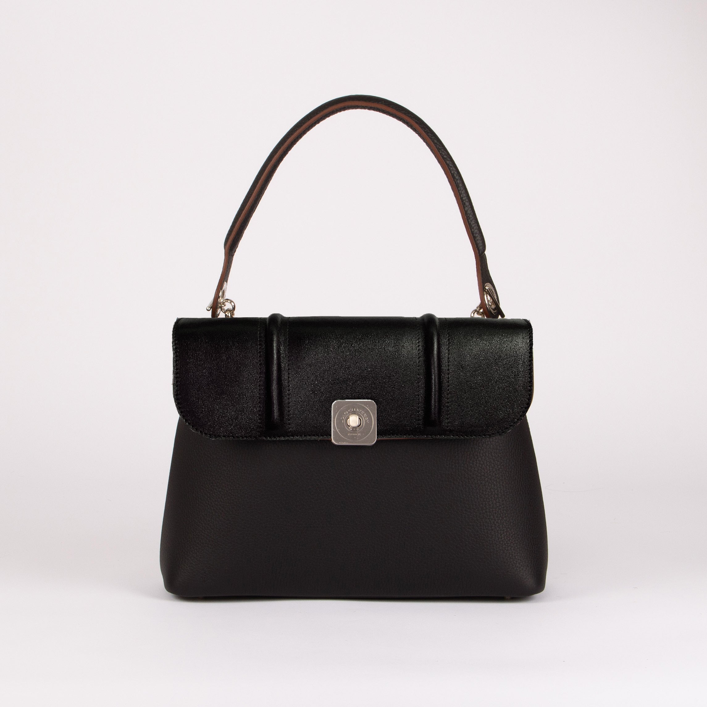 BIG Shoulder Bag - Smooth Black Flap
