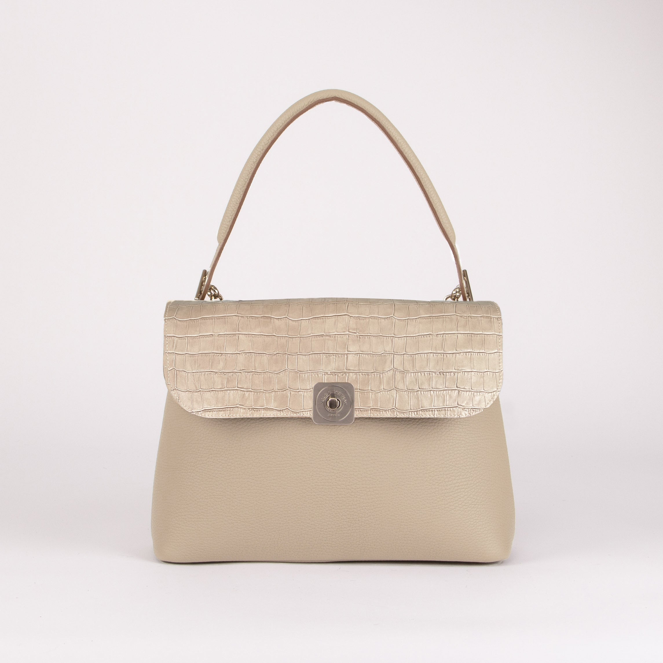 BIG Shoulder Bag - Reversible Crocodile Flap