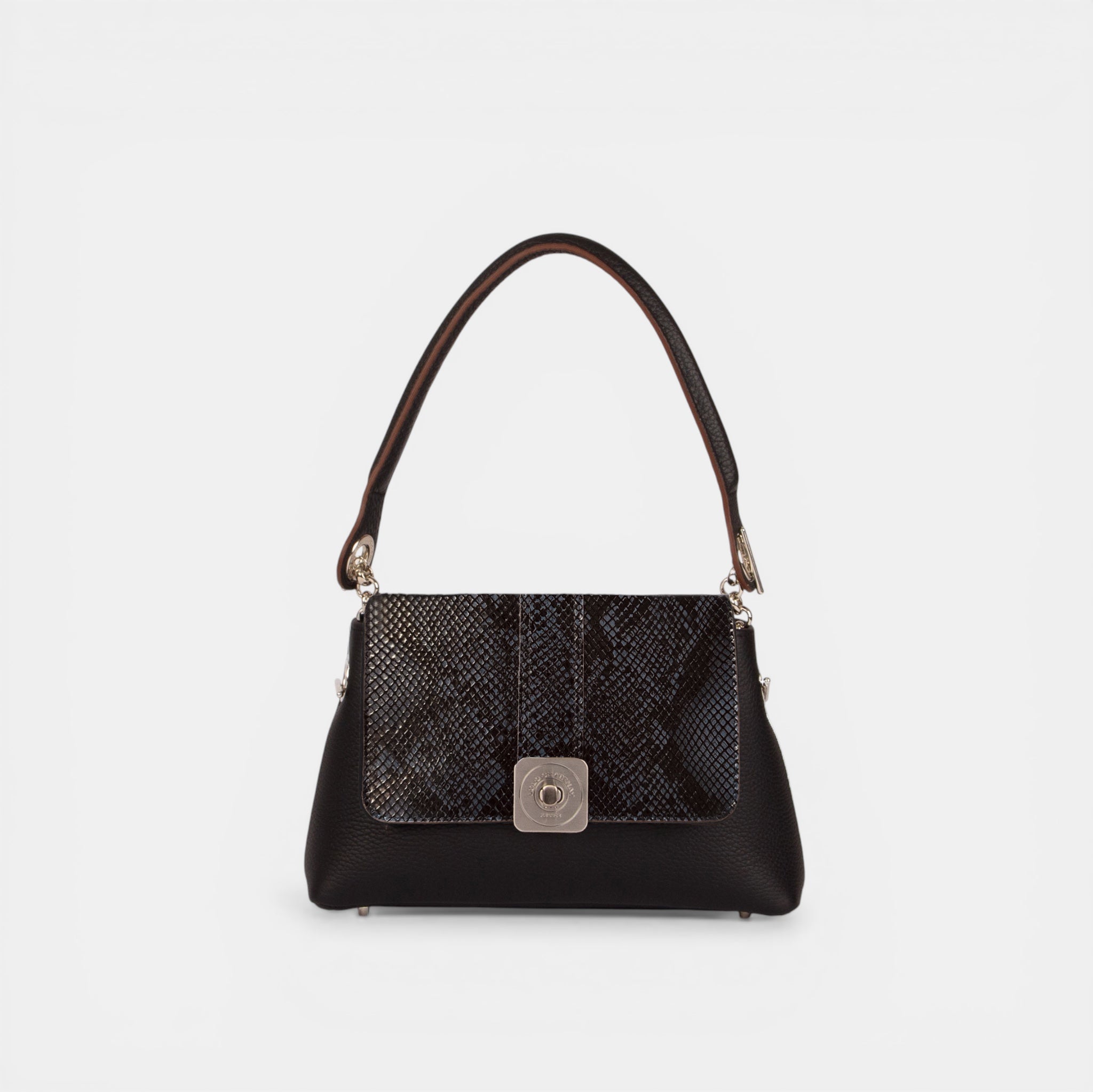 Tasche MEDIUM - Klappe GUS mit Python-Print und Schulterriemen