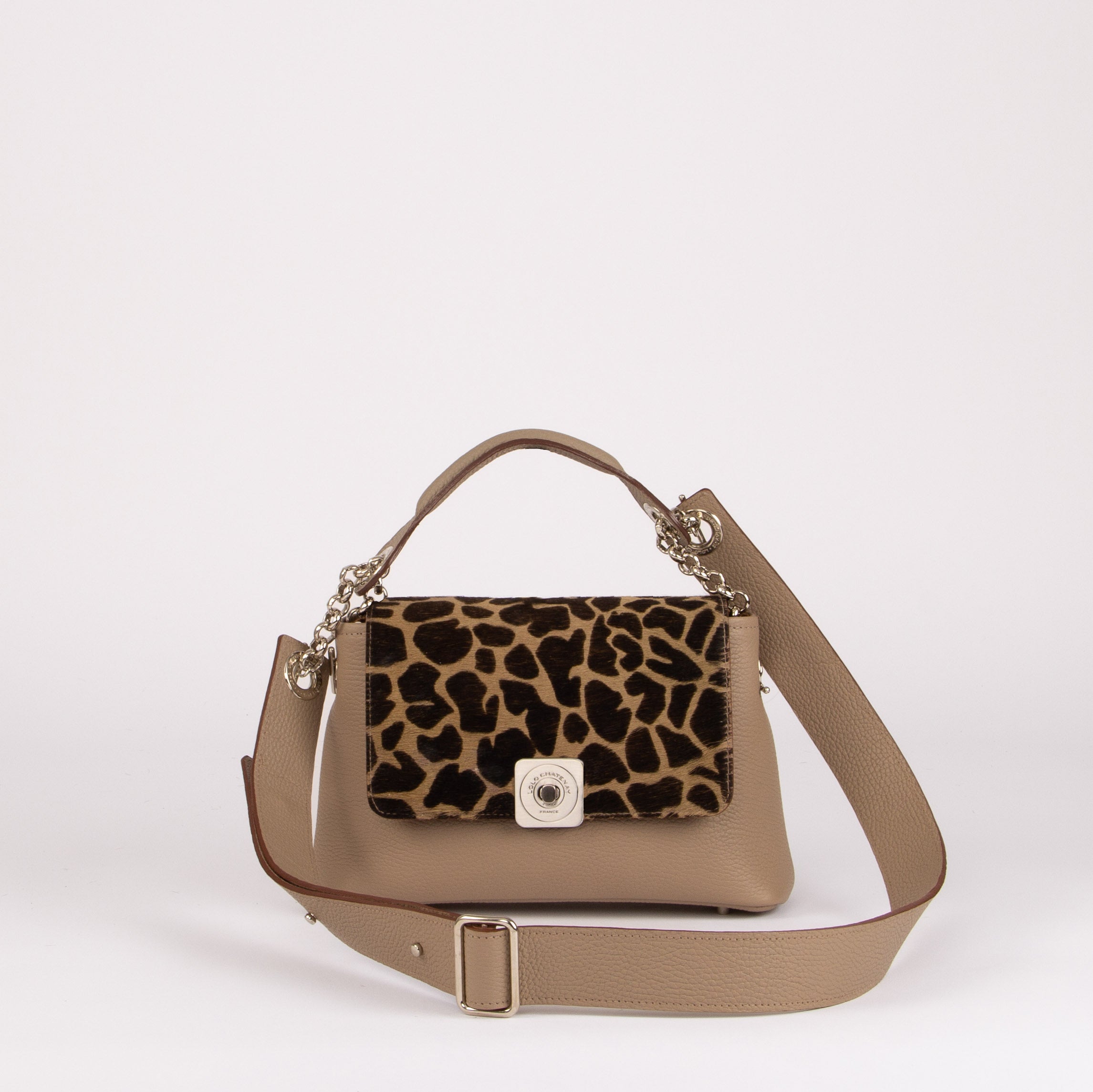 MEDIUM Bag - Gus Fur Flap, Hand Handle and Adjustable Shoulder Strap