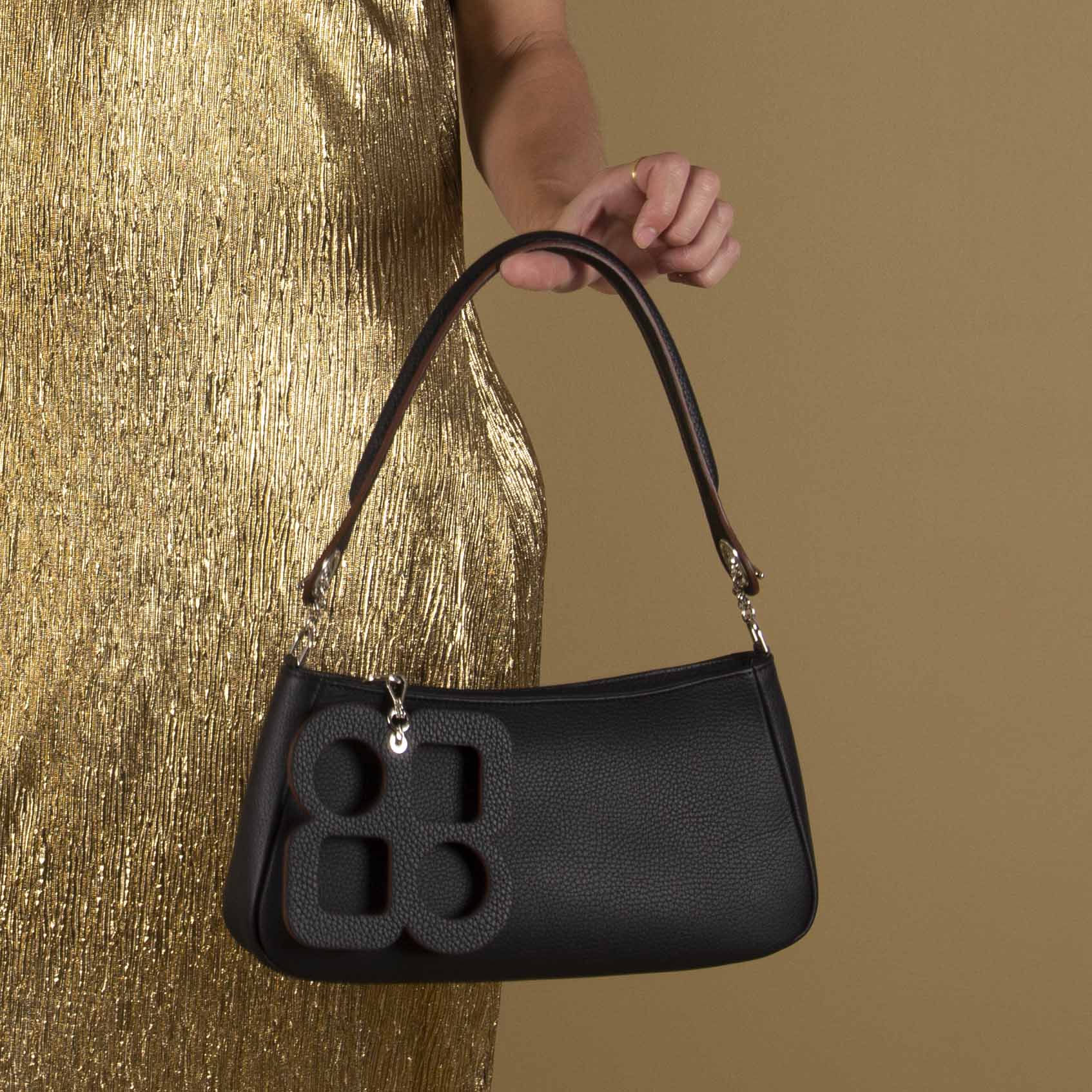 SAC - BAGUETTE - MOON - NOIR - POIGNEE - EPAULE - BIJOU - DE - SAC - LOLO - CHATENAY - PORTE - 5