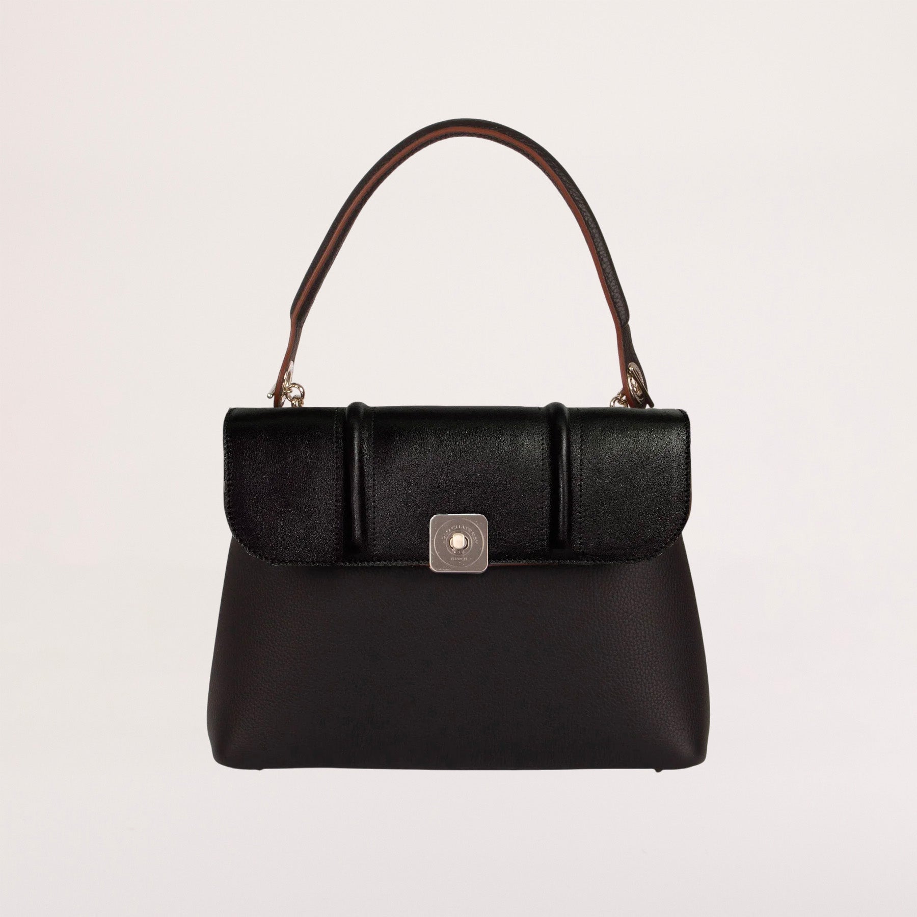 BIG Shoulder Bag - Smooth Black Flap