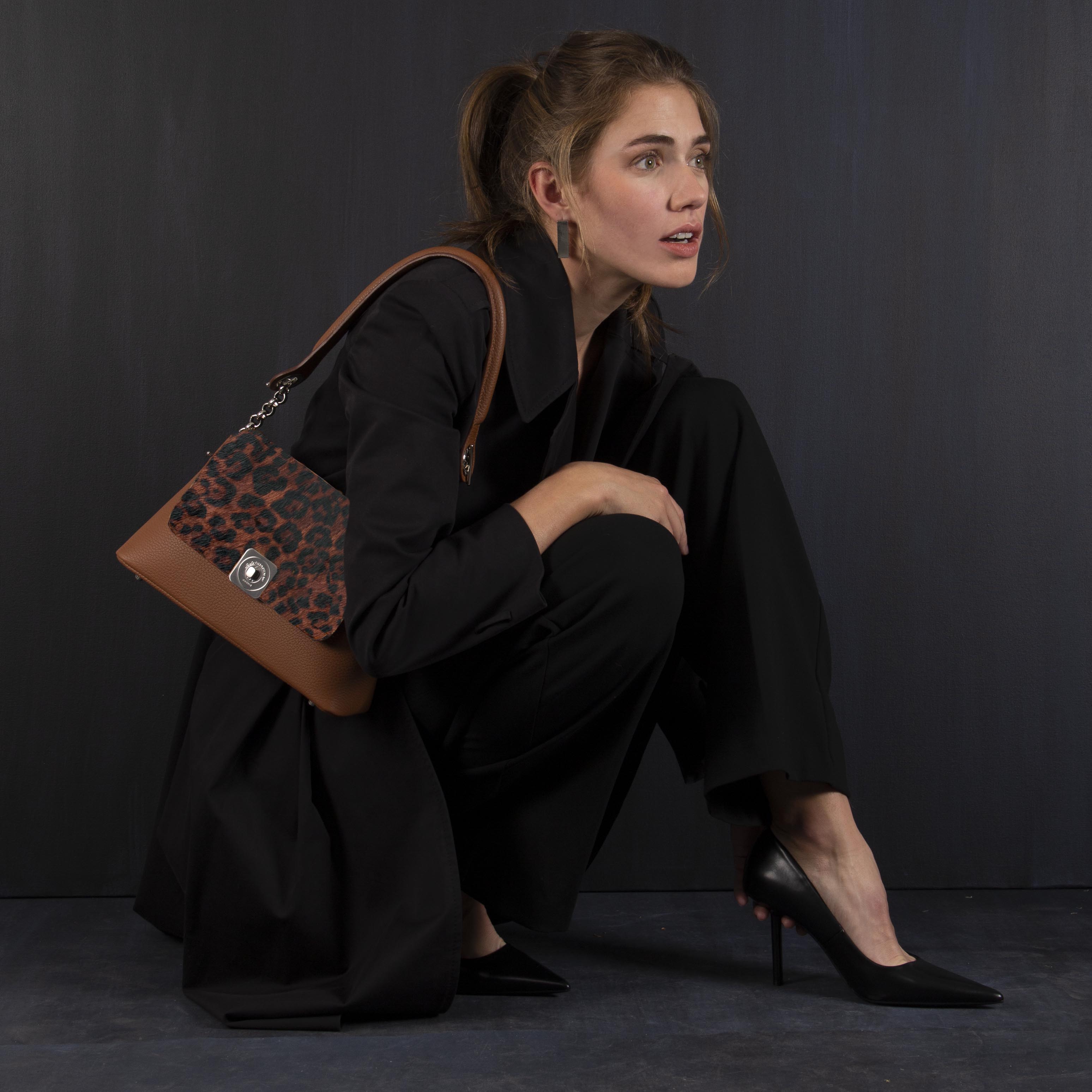 Sac MEDIUM - Rabat GUS Léopard et Poignée Epaule