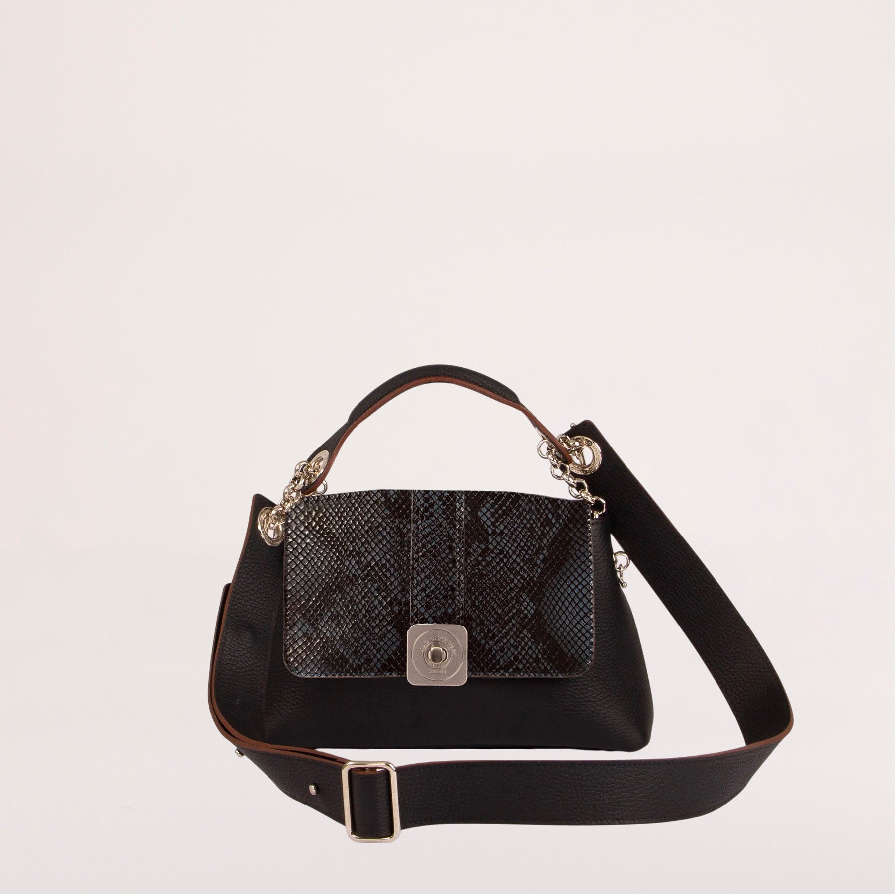 Sac MEDIUM - Rabat Gus imprimé Python, Poignée Main et Bandoulière Réglable