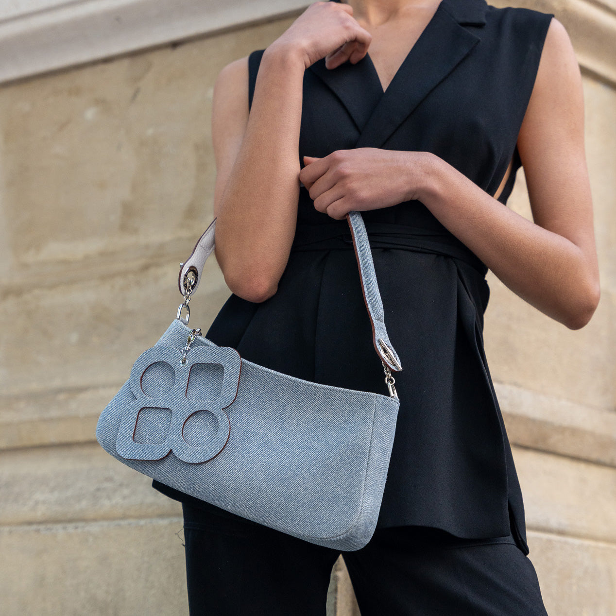Moon Clutch Bag - Clover Bag Jewel and Shoulder Handle